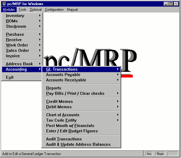 Accounting Menu