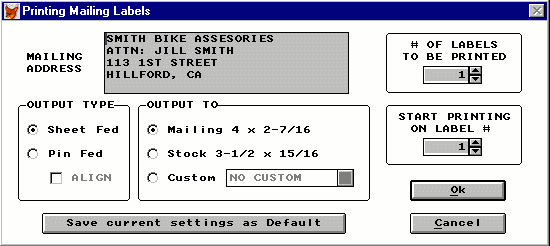 ADDRESS LABEL SCREEN