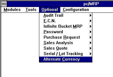 Alternate Currency Menu