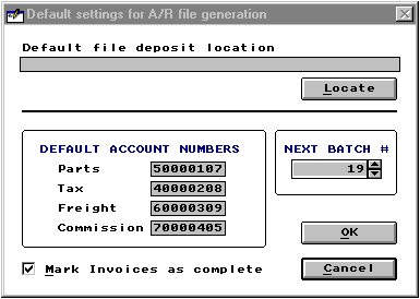 Transfer to Macola Default Screen
