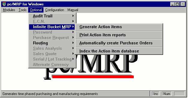 IB-MRP Infinite Bucket Menu
