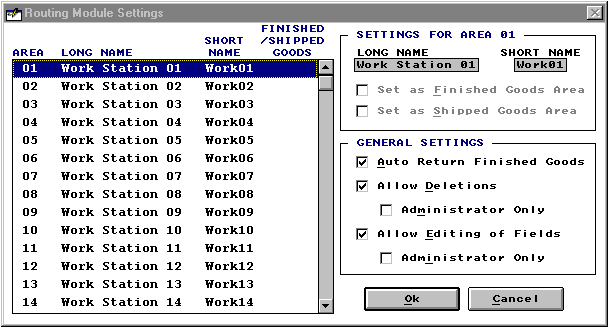 Routing Module Settings Screen