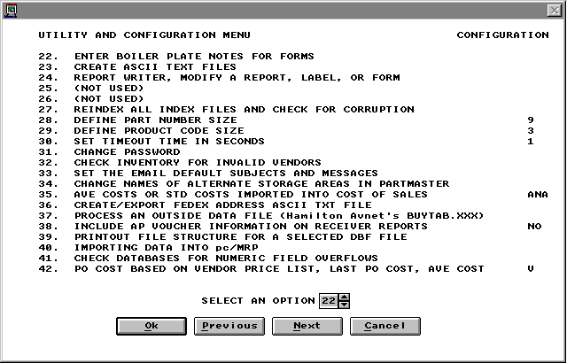 SECOND UTILITY AND CONFIGURATION SCREEN