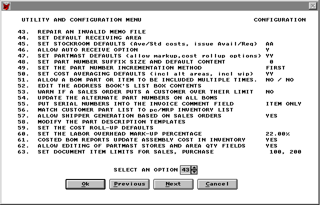 THIRD UTILITY AND CONFIGURATION SCREEN